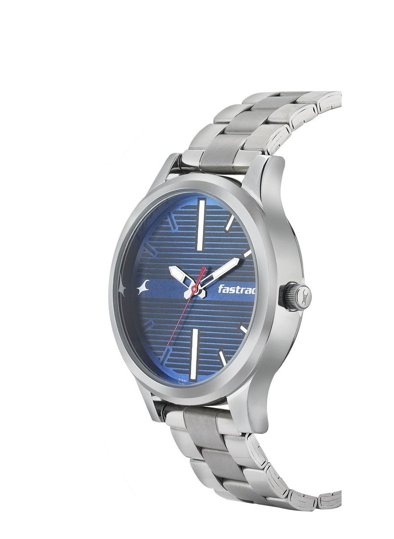 fastrack Fastrack Fundamentals Quartz Analog Blue Dial Stainless Steel Strap Watch for Guys  - Image 2