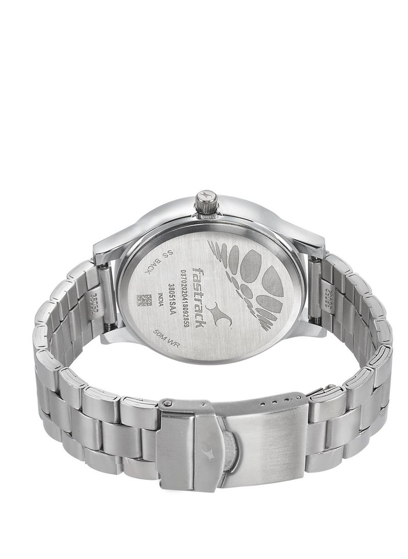 fastrack Fastrack Fundamentals Quartz Analog Blue Dial Stainless Steel Strap Watch for Guys  - Image 3