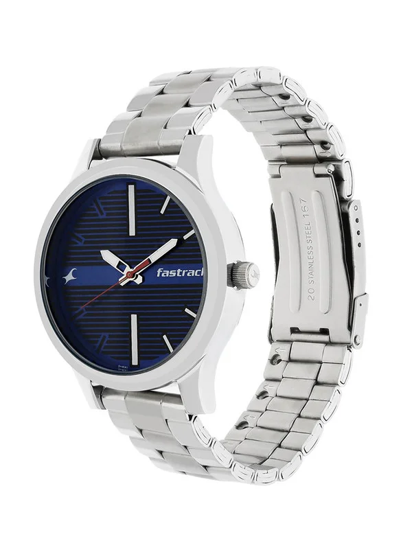 فاستراك Fastrack Fundamentals Quartz Analog Blue Dial Stainless Steel Strap Watch for Guys