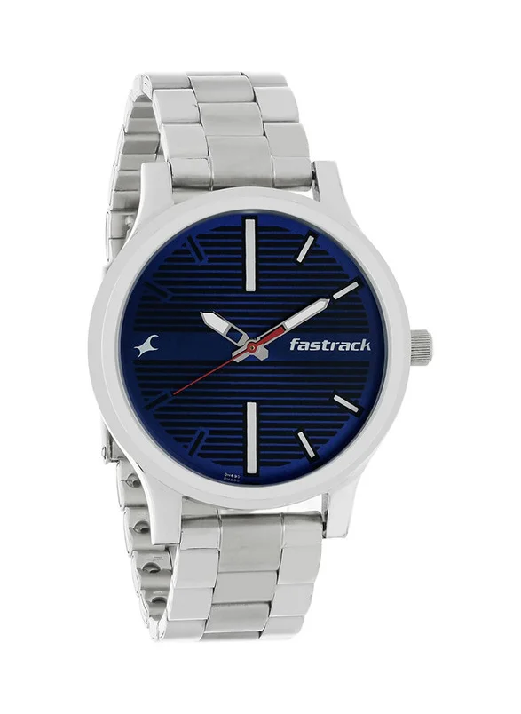 فاستراك Fastrack Fundamentals Quartz Analog Blue Dial Stainless Steel Strap Watch for Guys