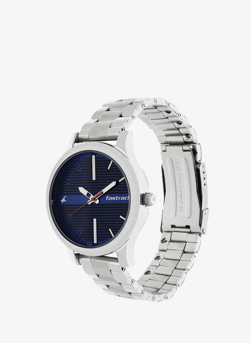 Fastrack Fundamentals Quartz Analog Blue Dial Stainless Steel Strap Watch for Guys - Image 2