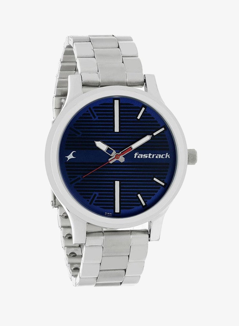 Fastrack Fundamentals Quartz Analog Blue Dial Stainless Steel Strap Watch for Guys - Image 1