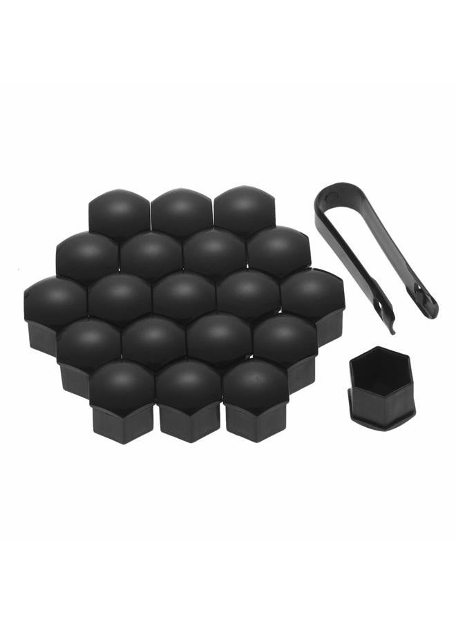 Mtsooning 21 Pcs Car Wheel Nut Caps, 21mm Universal Nut Lug Covers, Auto Hub Bolt Head Protector with Remover Clip, Black Universal Waterproof Dustproof Tire Screw Caps - Image 1