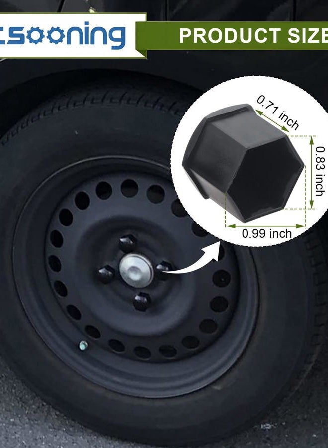 Mtsooning 21 Pcs Car Wheel Nut Caps, 21mm Universal Nut Lug Covers, Auto Hub Bolt Head Protector with Remover Clip, Black Universal Waterproof Dustproof Tire Screw Caps - Image 2