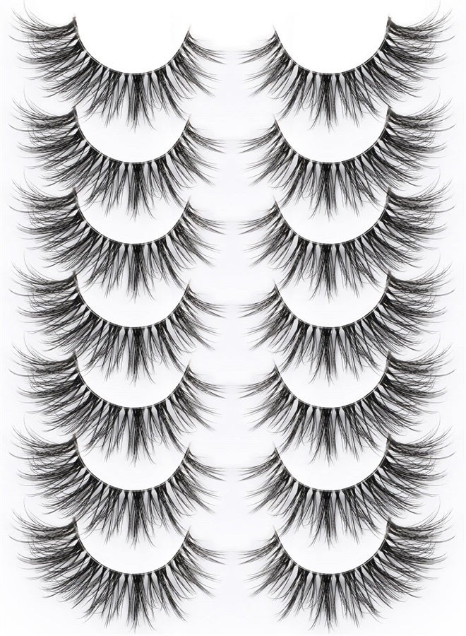 Kiromiro False Eyelashes with Clear Band Faux Mink Lashes Natural Look Fluffy Wispy Fake Lashes Pack by Kiromiro 7 Pairs - Image 1