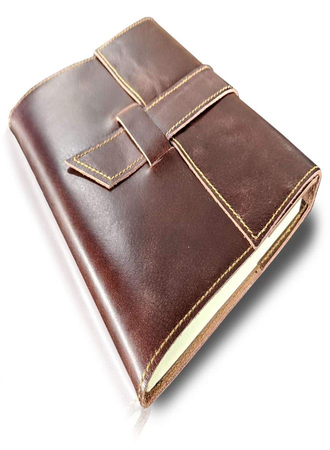 RUSTIC TOWN Brown Leather Journal Refillable Writing Notebook - Handmade Daily Travel Notepad for Men Women | Travel Office Journal | Unlined Paper 8 x 6 inches Notebook (Medium), 200 Pages - Image 1