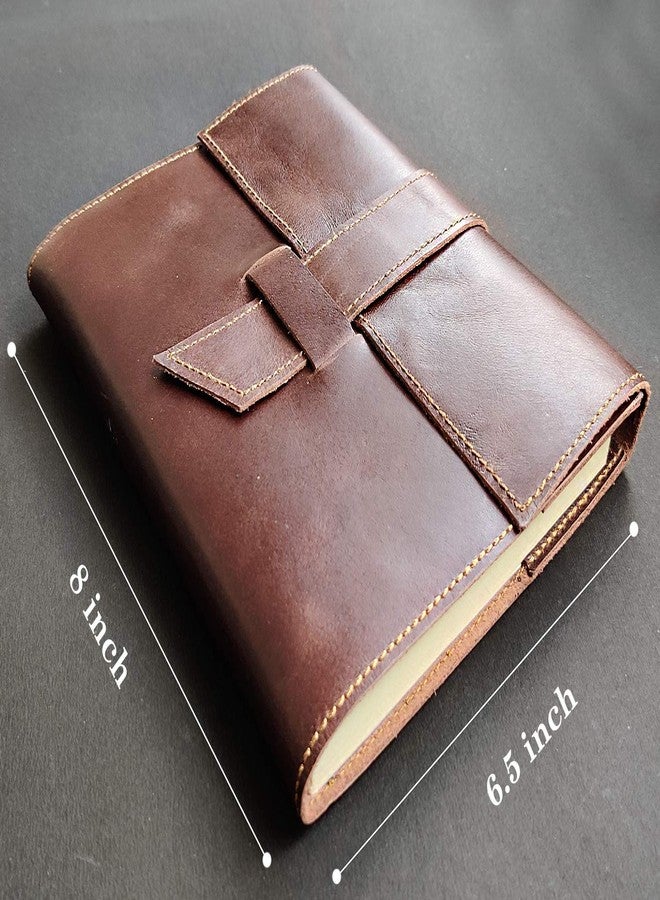 RUSTIC TOWN Brown Leather Journal Refillable Writing Notebook - Handmade Daily Travel Notepad for Men Women | Travel Office Journal | Unlined Paper 8 x 6 inches Notebook (Medium), 200 Pages - Image 3