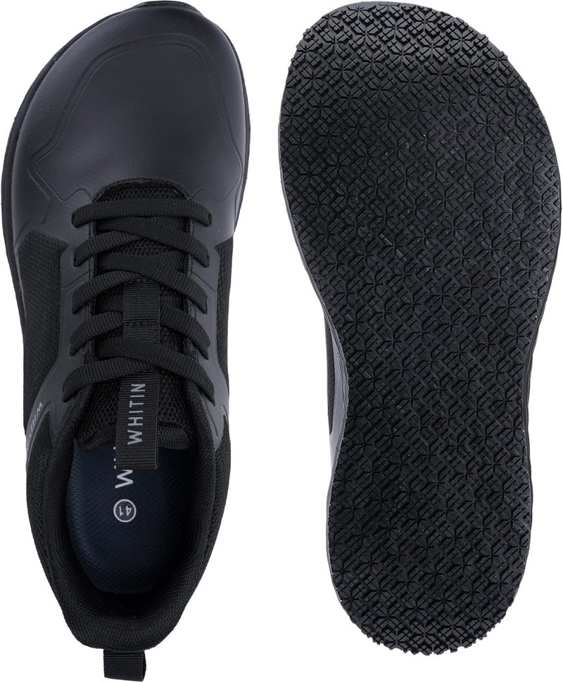 WHITIN Work Shoes for Men Non Slip Restaurant or Food Service Sneakers Size 12 Water Resistant Wide Toe Box Zero Drop Chef Comfort Kitchen Lightweight Footwear Black 46 - Image 4