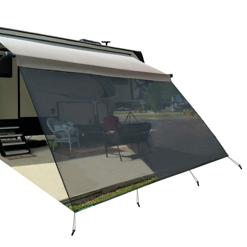 Leaveshade RV Awning Sun Shade Screen 10' X 18' 3'' (Fit for 19' Awning)- Mesh Sunshade Block RV Awning Front Sun Galary Motorhome Camping Trailer Awning Shadescreen - 3 Year Warranty (Black)