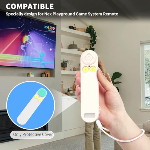 Wacanc Silicone Nex Playground Game System Case, Anti Slip Shockproof, Remote Protective Sleeve with Lanyard (Off White) - Image 3