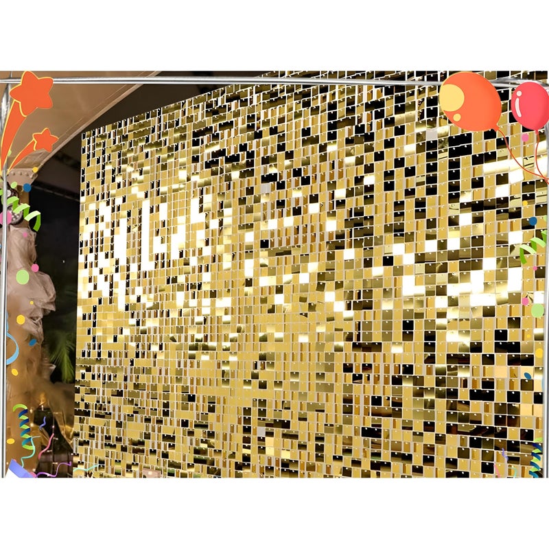 Square Panels - Light Gold Sequin Wall Backdrop 11.8x11.8 Inch, Sparkling and Sparkling Photo Background for Birthday, Wedding, Events (6pcs gold) - Image 4