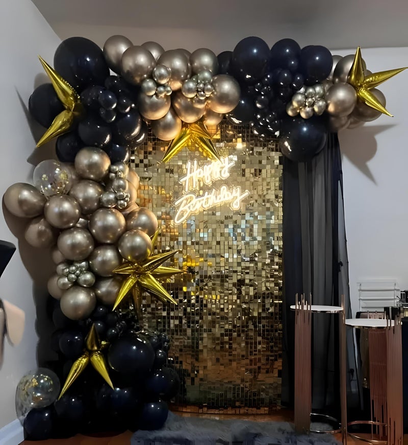 Square Panels - Light Gold Sequin Wall Backdrop 11.8x11.8 Inch, Sparkling and Sparkling Photo Background for Birthday, Wedding, Events (6pcs gold) - Image 5