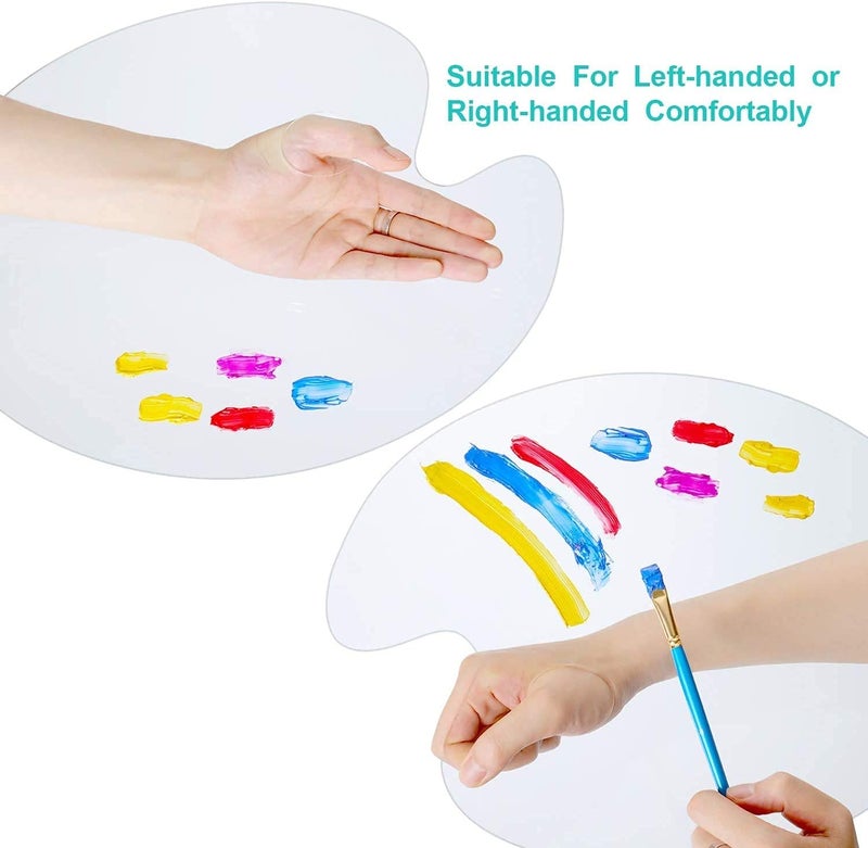DEZIINEý Clear Oval-Shaped Acrylic Painting Palette - Thick Transparent Plastic Artist Paint Color Mixing Tray - Non-Stick, Easy Clean, Mix Acrylic, Oil - Adults, Kids, Students ((12 X 8) INCH) - Image 4