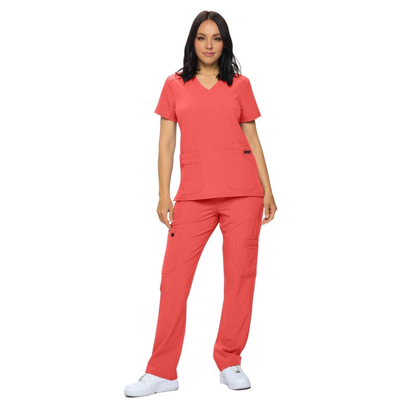 Monarch Uniforms Scrub Sets in Regular and Petite Stretchy Scrubs for Women Set of Scrub Top and Scrub pantsCORALXS