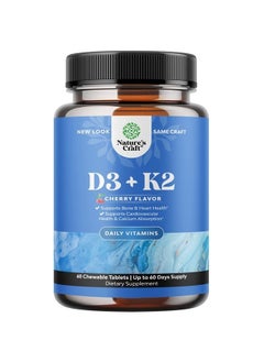 Natures Craft Vitamin D3 with K2 MK7 Supplement - Vitamin D3 2000 IU Tablets and Vitamin K2 for Immune Support Bone Health Heart Health Joint Support Bone Strength and Mood Boost - VIT D3 K2 Immune System Support  - Image 1