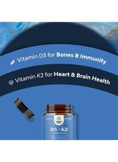 Natures Craft Vitamin D3 with K2 MK7 Supplement - Vitamin D3 2000 IU Tablets and Vitamin K2 for Immune Support Bone Health Heart Health Joint Support Bone Strength and Mood Boost - VIT D3 K2 Immune System Support  - Image 4