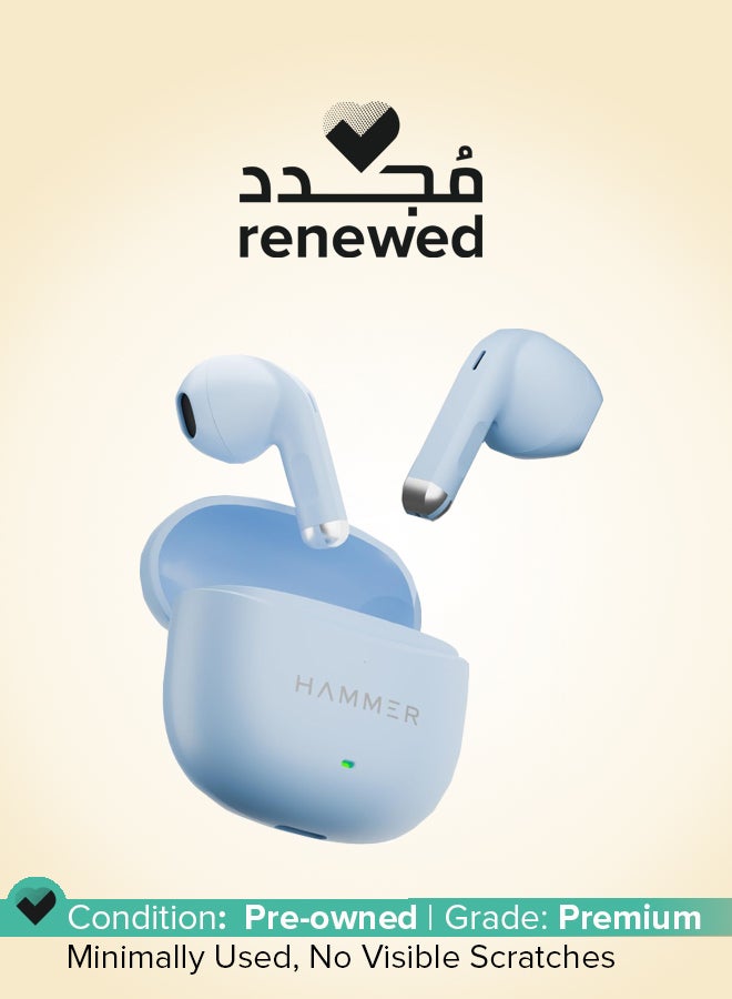 Hammer Renewed - HAMMER HTWS003 2025 TWS Wireless Bluetooth Earbuds with Inbuilt Mic, 100H Standby Time, 30H Playtime, USB Type-C, 13mm Dynamic Drivers, IPX5 Water-Resistant Earphones (Blue) - Image 1