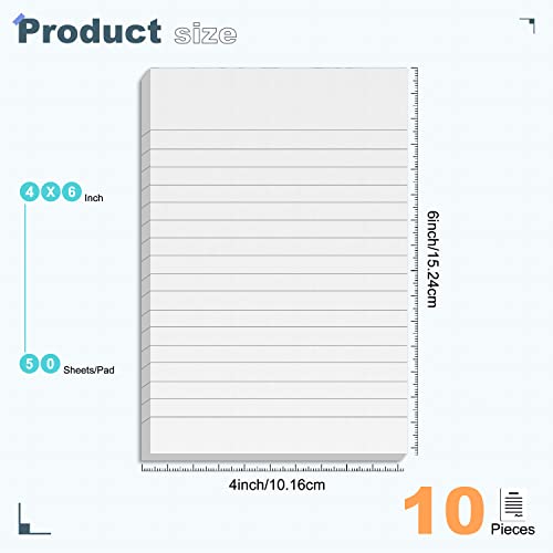 PINJINGPRO 10 Pack Note Pads Small 4x6 Inch Lined Writing Memo Pads Refills Scratch Pads with 50 Sheets Each Pad Narrow Ruled Mini Pocket Notebook Writing Pads of Paper for Daily Work Planning and Organization - Image 2