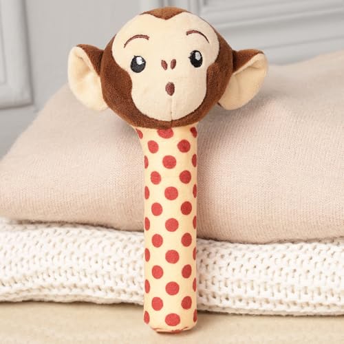 Mirada Monkey Rattle Soft Toy for Babies & Toddlers | Cute Stuffed Animal Rattle Toy for Playtime | Infant Toys, Soft Toys for Kids, Stuffed Toy, Cute Toys, Baby Gift, Safe Cuddle Toy | 18cm - Image 1