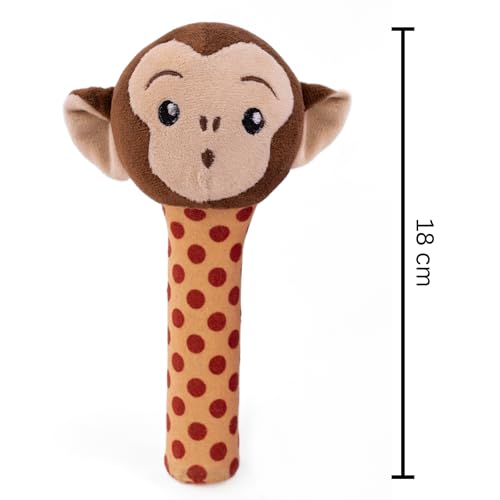 Mirada Monkey Rattle Soft Toy for Babies & Toddlers | Cute Stuffed Animal Rattle Toy for Playtime | Infant Toys, Soft Toys for Kids, Stuffed Toy, Cute Toys, Baby Gift, Safe Cuddle Toy | 18cm - Image 5