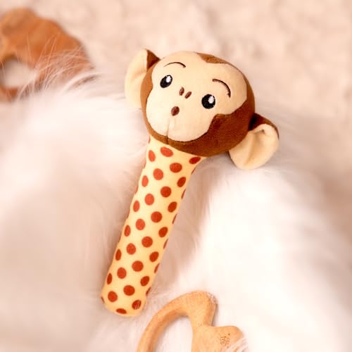 Mirada Monkey Rattle Soft Toy for Babies & Toddlers | Cute Stuffed Animal Rattle Toy for Playtime | Infant Toys, Soft Toys for Kids, Stuffed Toy, Cute Toys, Baby Gift, Safe Cuddle Toy | 18cm - Image 2