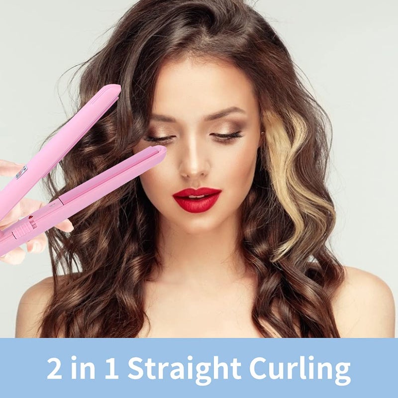 Betued Mini Curling Iron  Mini Dual Purpose Curling Iron  Mini Straightener  2 in 1 Ceramic Flat Iron Tourmaline Plate Curler Beauty Heating Curler Professional Hair Styling Tool () - Image 2