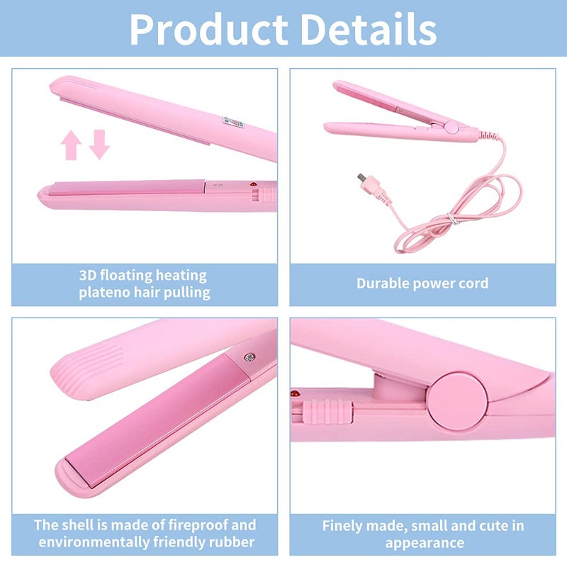 Betued Mini Curling Iron  Mini Dual Purpose Curling Iron  Mini Straightener  2 in 1 Ceramic Flat Iron Tourmaline Plate Curler Beauty Heating Curler Professional Hair Styling Tool () - Image 3