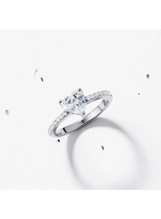 LAVEEN JEWELLERY Heart Solitaire & Pavé Chain Ring Set – 925 Sterling Silver, 18K Gold Plated, Cubic Zirconia, Stackable Luxury Rings for Women with Jewelry Box - Image 3