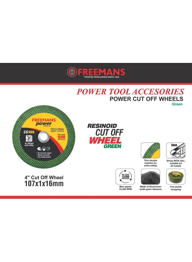 FREEMANS 4-Inch Double Net Cut off Wheels for Metal and Stainless Steel Cutting using Angle Grinder, Green - Pack of 50 Pieces - Image 2