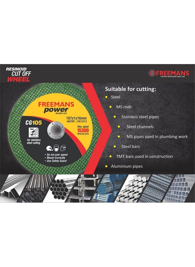 FREEMANS 4-Inch Double Net Cut off Wheels for Metal and Stainless Steel Cutting using Angle Grinder, Green - Pack of 50 Pieces - Image 4