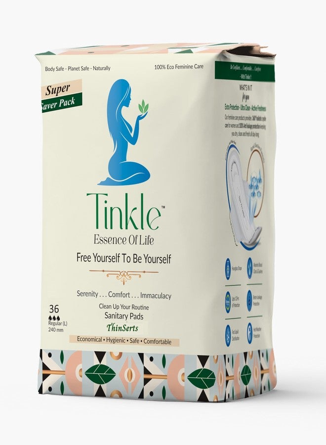 Tinkle Ultra Comfort Sanitary Pads for Women, Regular (240mm) | Organic Cotton Ultra Thin Pads | Super Absorbent, Leak-Proof | Rash-Free, Cottony Soft | Pack of 28 - Image 1