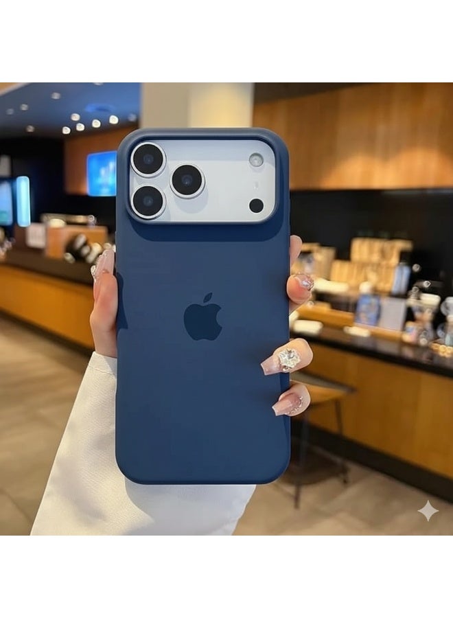 سيليكون غطاء حماية مغناطيسي فاخر باللون الأزرق الداكن لهاتف iPhone 17 Pro Max متوافق مع سلسلة iPhone - مقاوم للصدمات، نحيف، ناعم الملمس مع دعم الشحن اللاسلكي المغناطيسي - Image 2