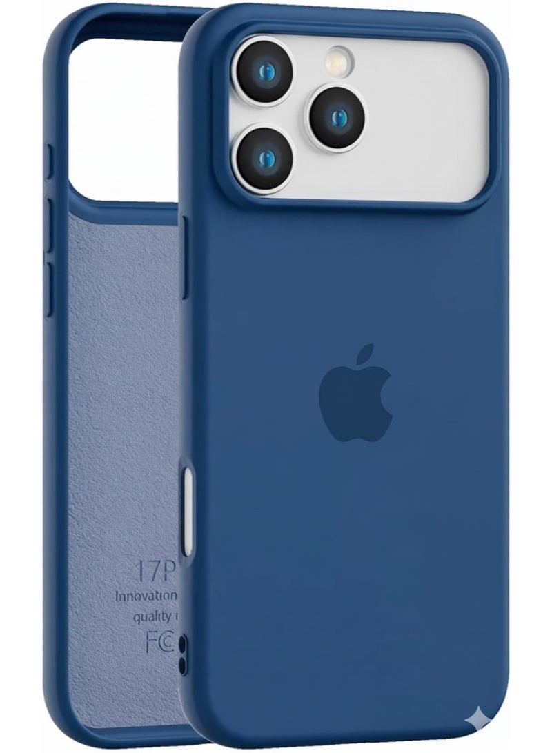 سيليكون غطاء حماية مغناطيسي فاخر باللون الأزرق الداكن لهاتف iPhone 17 Pro Max متوافق مع سلسلة iPhone - مقاوم للصدمات، نحيف، ناعم الملمس مع دعم الشحن اللاسلكي المغناطيسي - Image 1