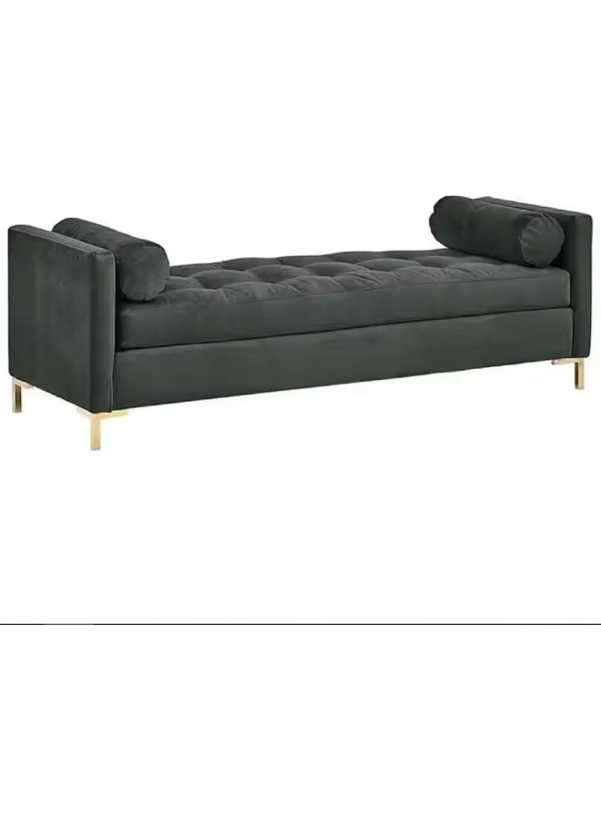 Poppins Home Modish Velvet Solid Color Accent Bench Chair with Armrests â€“ Elegant and Comfortable Addition to Your Home  - Image 3
