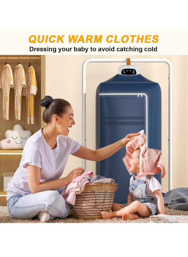 XiuWoo Portable Electric Clothes Dryer, Multifunctional Dryer Machine, Detachable Fast Drying, Travel Clothes Dryer, Heated Clothes Airer, Wardrobe Clothes Heating with Timer, Cloth Cover - Image 3