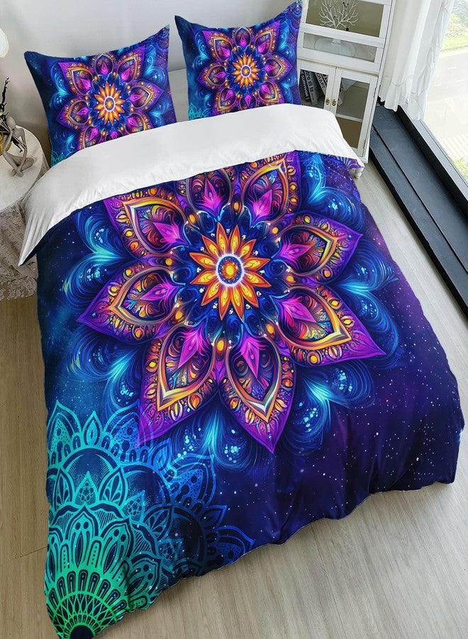 AILONEN Mandala Bedding Set Queen Size, Bohemian Mandala Duvet Cover Set for Kids Girls Teens,Exotic Floral Comforter Cover for Bedroom Decor,3-Piece,1 Quilt Cover and 2 Pillowcases,Soft - Image 2