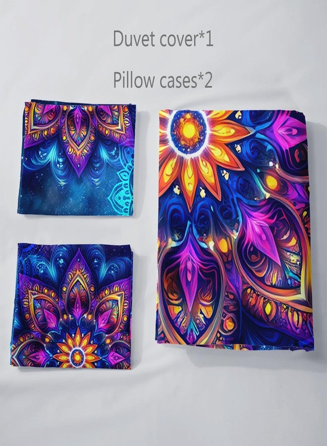 AILONEN Mandala Bedding Set Queen Size, Bohemian Mandala Duvet Cover Set for Kids Girls Teens,Exotic Floral Comforter Cover for Bedroom Decor,3-Piece,1 Quilt Cover and 2 Pillowcases,Soft - Image 4