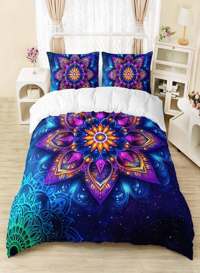 AILONEN Mandala Bedding Set Queen Size, Bohemian Mandala Duvet Cover Set for Kids Girls Teens,Exotic Floral Comforter Cover for Bedroom Decor,3-Piece,1 Quilt Cover and 2 Pillowcases,Soft - Image 1