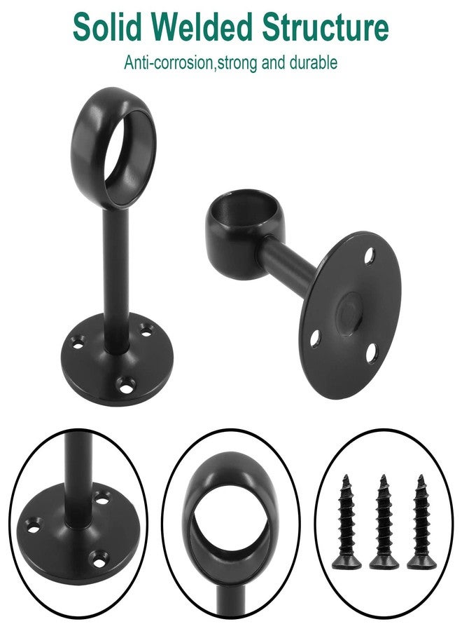 Seimneire 2pcs 1-Inch Ceiling Mount Curtain Rod Bracket, Shower Curtain Rod Holder Pipe Flange Socket, Closet Pole End Supports Socket, Stainless Steel Matte Black - Image 3