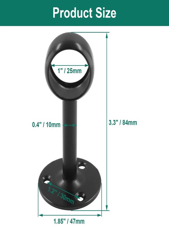 Seimneire 2pcs 1-Inch Ceiling Mount Curtain Rod Bracket, Shower Curtain Rod Holder Pipe Flange Socket, Closet Pole End Supports Socket, Stainless Steel Matte Black - Image 4