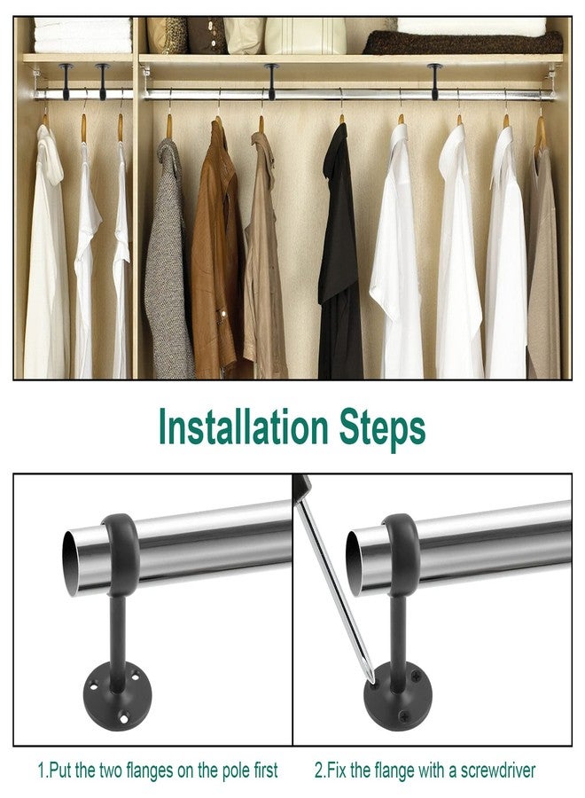 Seimneire 2pcs 1-Inch Ceiling Mount Curtain Rod Bracket, Shower Curtain Rod Holder Pipe Flange Socket, Closet Pole End Supports Socket, Stainless Steel Matte Black - Image 5