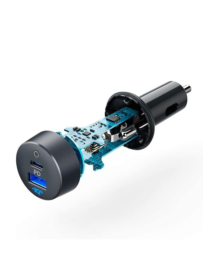 شاحن سيارة USB C، محول PowerDrive PD+2 بقدرة 35 وات مع منفذ PD بقدرة 20 وات لأجهزة iPad وiPhone 12/12 Pro ومنفذ شحن سريع بقدرة 15 وات لأجهزة سامسونج S10/S9/S8 أسود - Image 3