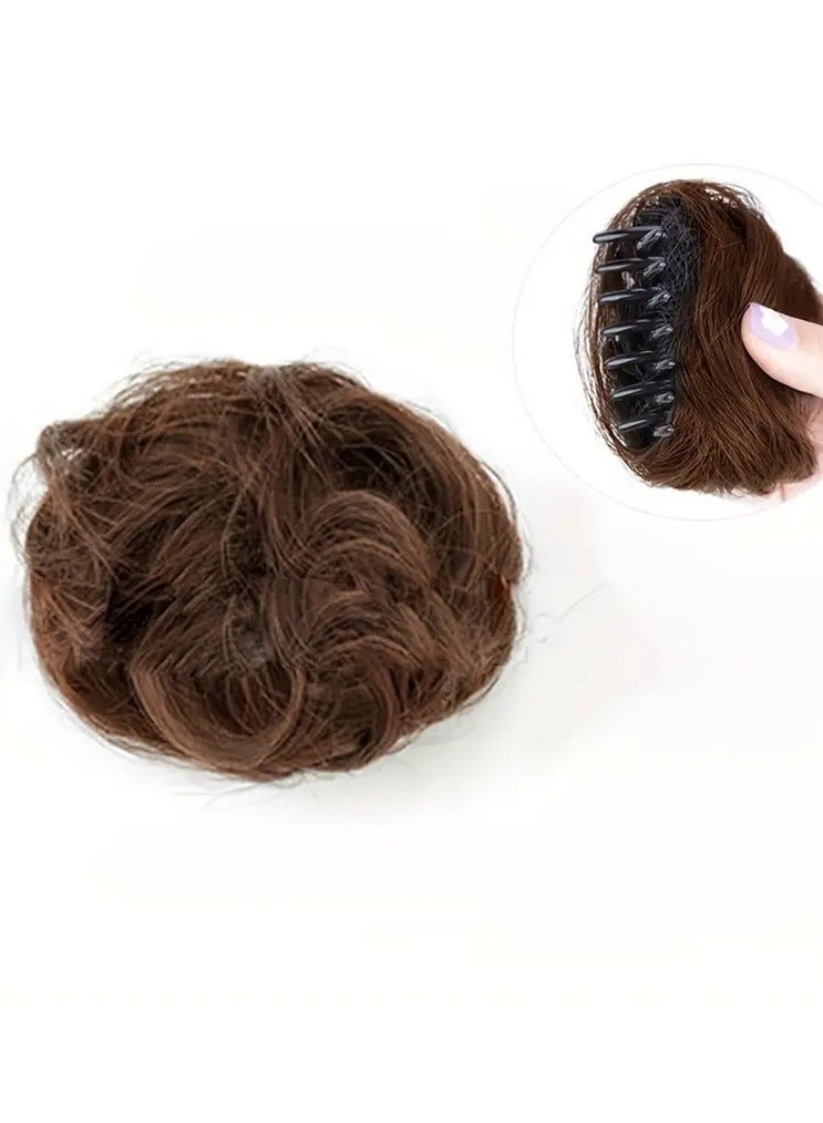 Rozino Synthetic Hair Bun Extensions - Hair Buns for Women with Claw Clip, Messy Chignon, Donut Updo, Ballet Bun Styles, Hair Scrunchies Accessories for Halloween, , and Daily Use Light Brown - Image 1