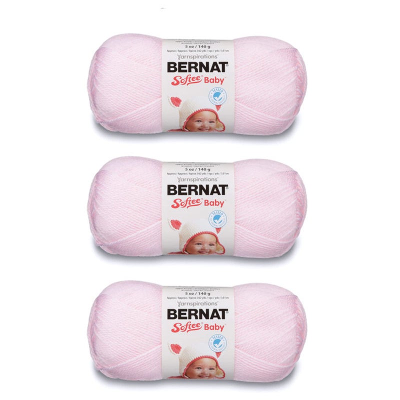 Bernat Softee Baby Pink Yarn - 3 Pack of 141g/5oz - Acrylic - 3 DK (Light) - 362 Yards - Knitting/Crochet - Image 1
