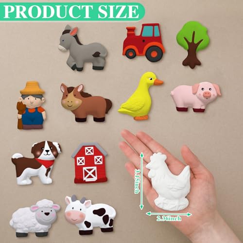 Sinmoe 12 Sets Farm Animals Arts and Crafts Set Paint Your Own Ceramic Figurines Painting Kit Unpainted DIY Ceramic Figurines with 12 Magnet 2 Brushes and 1 Palette Painting Kit for Adults - Image 2