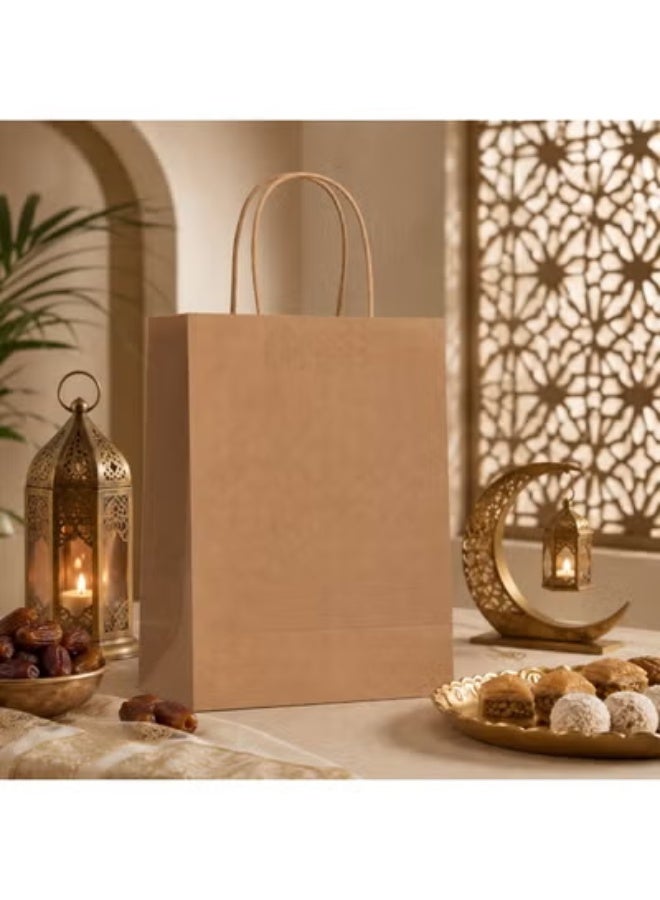 50 Pcs Gift Tote Bags Solid Color Natural Kraft Paper for Ramadan Eid Wedding Birthday Party Gift Packaging 21x15x7cm - Image 5