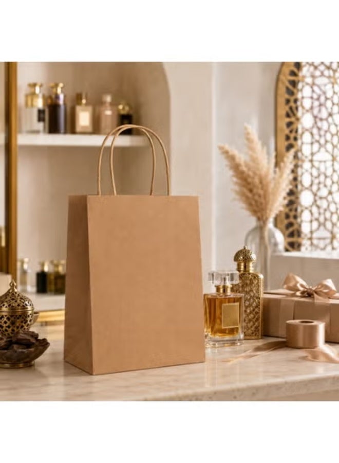 50 Pcs Gift Tote Bags Solid Color Natural Kraft Paper for Ramadan Eid Wedding Birthday Party Gift Packaging 21x15x7cm - Image 1