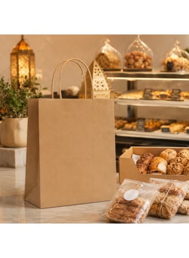 50 Pcs Gift Tote Bags Solid Color Natural Kraft Paper for Ramadan Eid Wedding Birthday Party Gift Packaging 21x15x7cm - Image 4