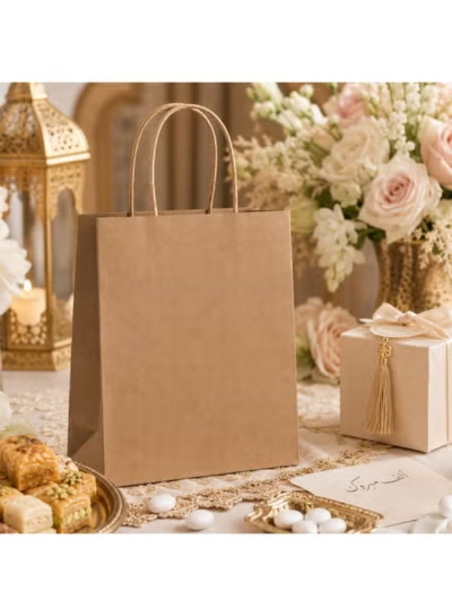 50 Pcs Gift Tote Bags Solid Color Natural Kraft Paper for Ramadan Eid Wedding Birthday Party Gift Packaging 21x15x7cm - Image 2