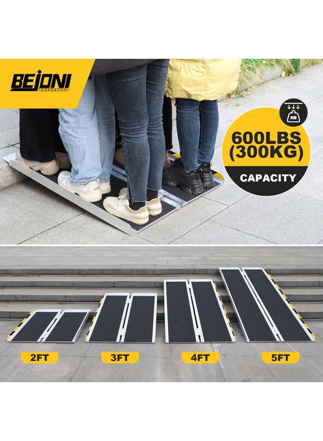 BEJONI Portable Wheelchair Ramp 3FT, Folding Non-Slip Aluminum Handicap Ramp, Door Threshold Wheel Chair Ramps for Home Steps, Scooter, Doorways, Entry Use, Curbs, Stairs - Image 5